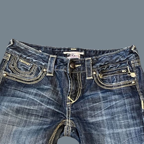 ReRock for Express Medium Wash Barely Boot Jeans Size 27x32 #154 - Picture 2 of 5